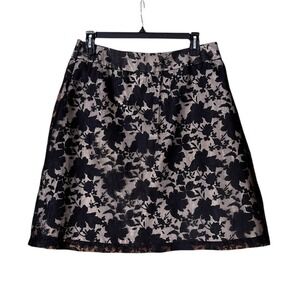 APT 9 Burnout Overlay Skirt Black Sheer Floral Gold Lined Cocktail Size‎ 14